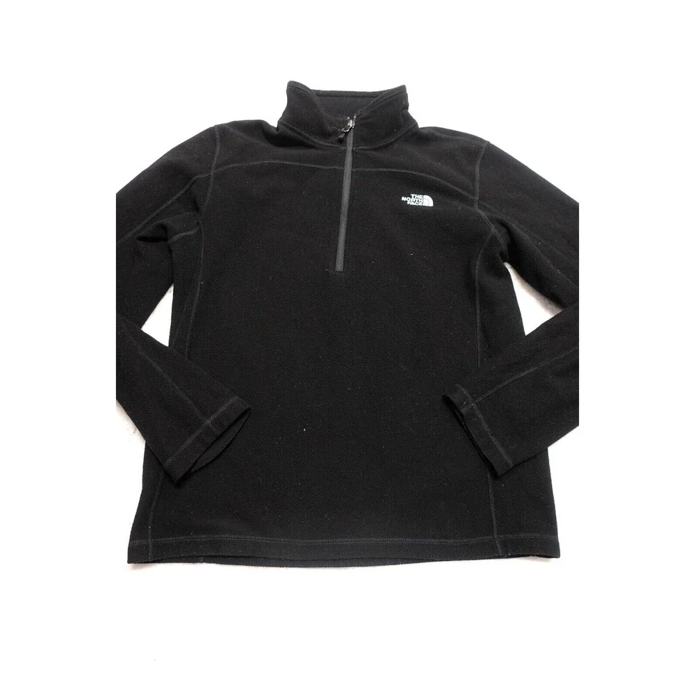 The North Face Jacket Mens Size M 1/4 ZIp Fleece Jacket Black Coat‎ Sweatshirt